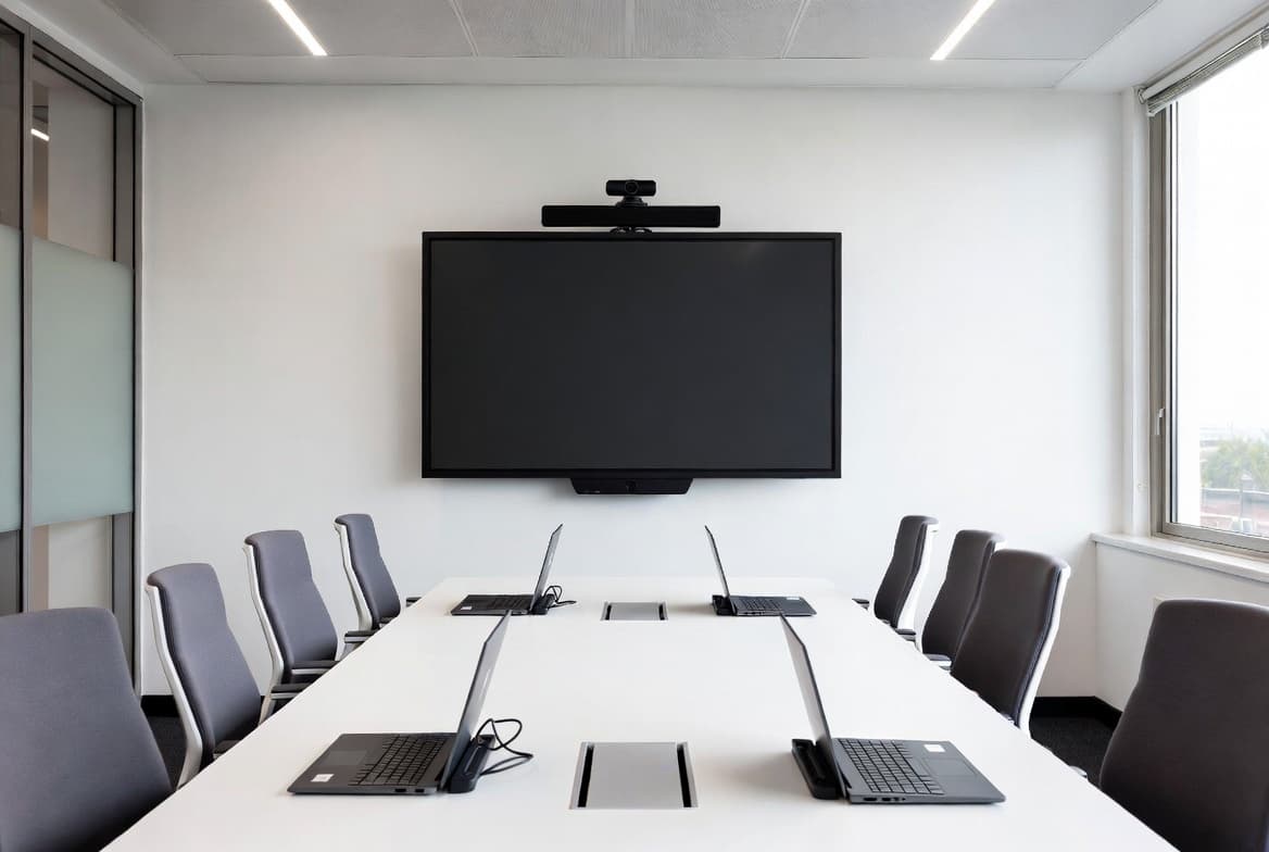 Meeting room and shared workspace environment set up for business use